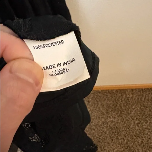 EShakti Black Lace Smocked Waist Fit and Flare Dress Sz 10 🖤 - Picture 9 of 10